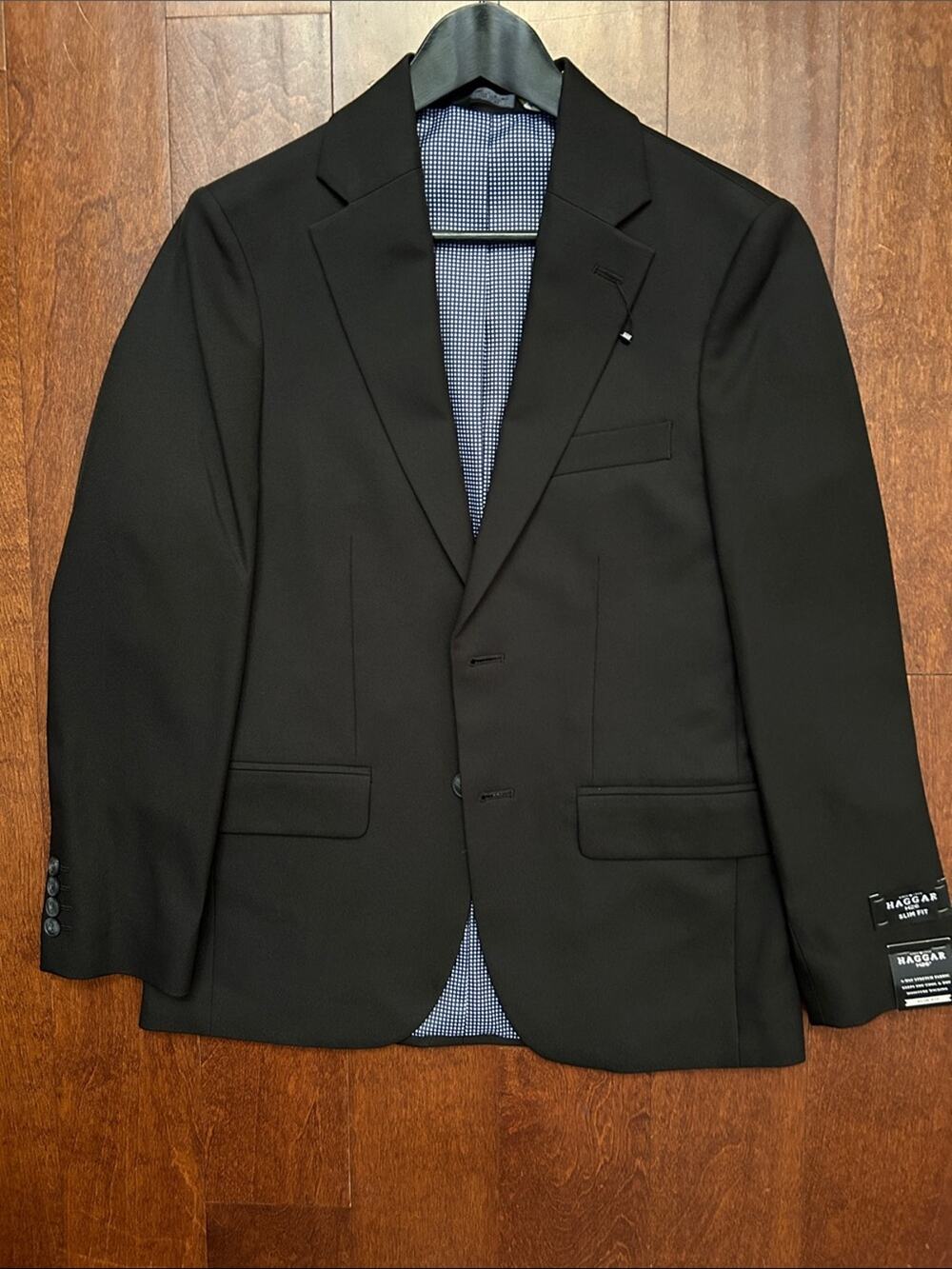 Haggar H26 Black Men's Slim Fit Single-Breasted Sport Coat, Size 36 S, NWT